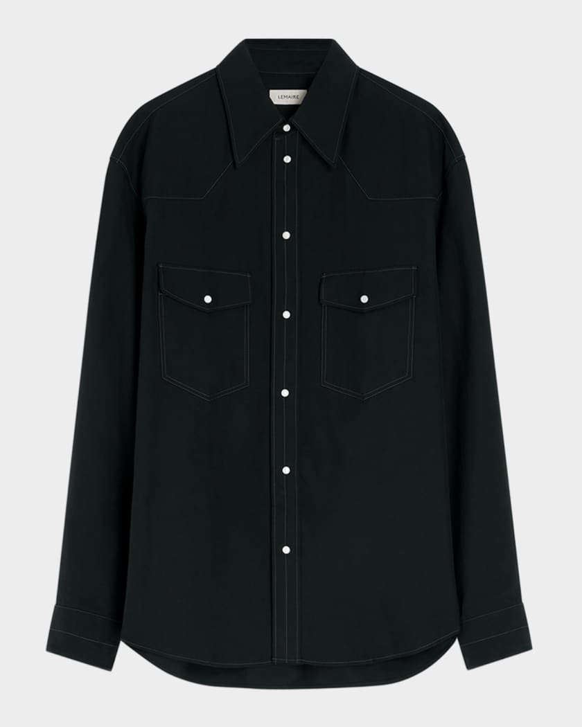 LEMAIRE コットンシャツ LEMAIRE Men's Cotton Twill Snap-Front Western Shirt | Neiman Marcus