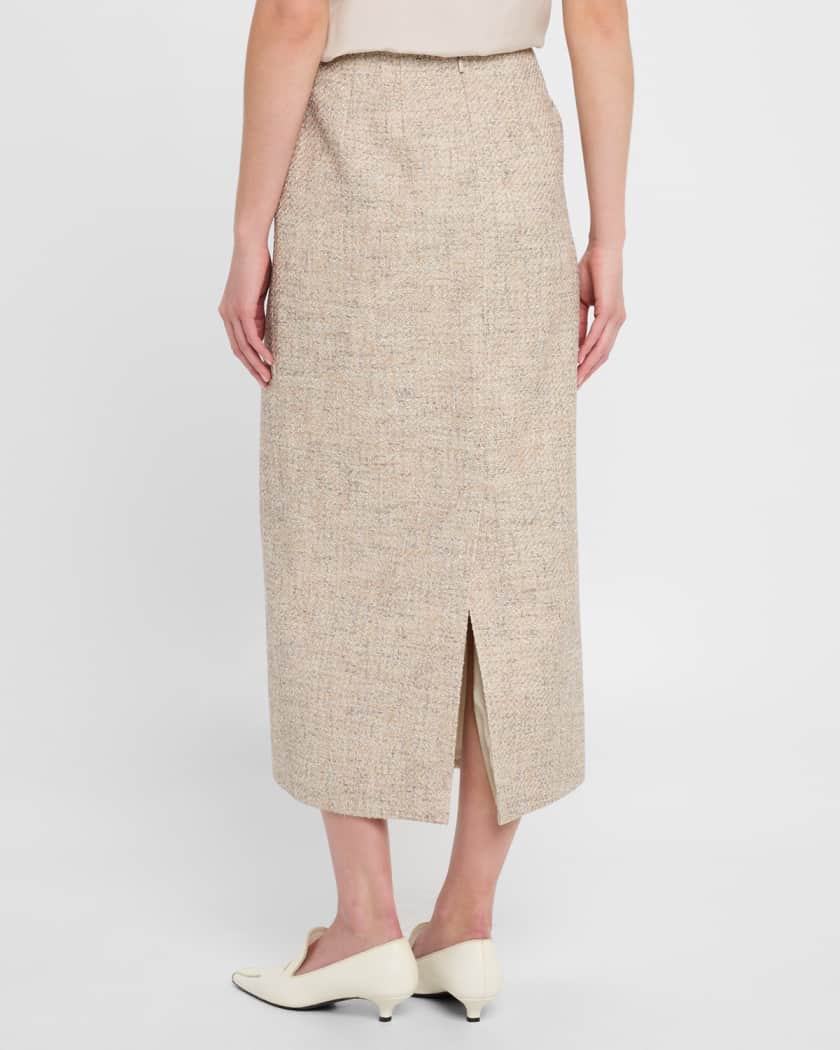 Woven Straight Midi Skirt
