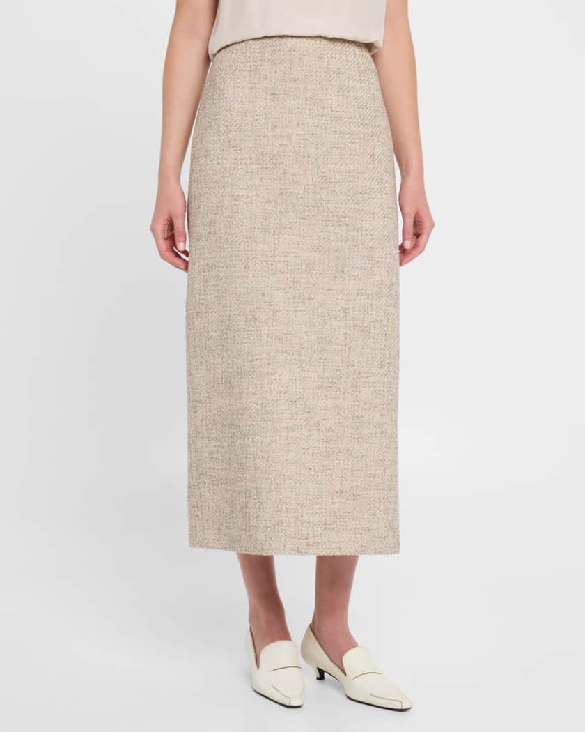 Woven Straight Midi Skirt