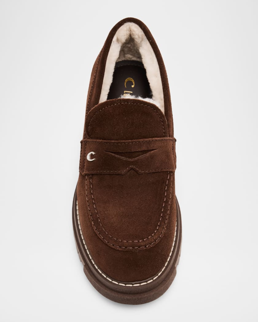 Donny Suede Platform Penny Loafers