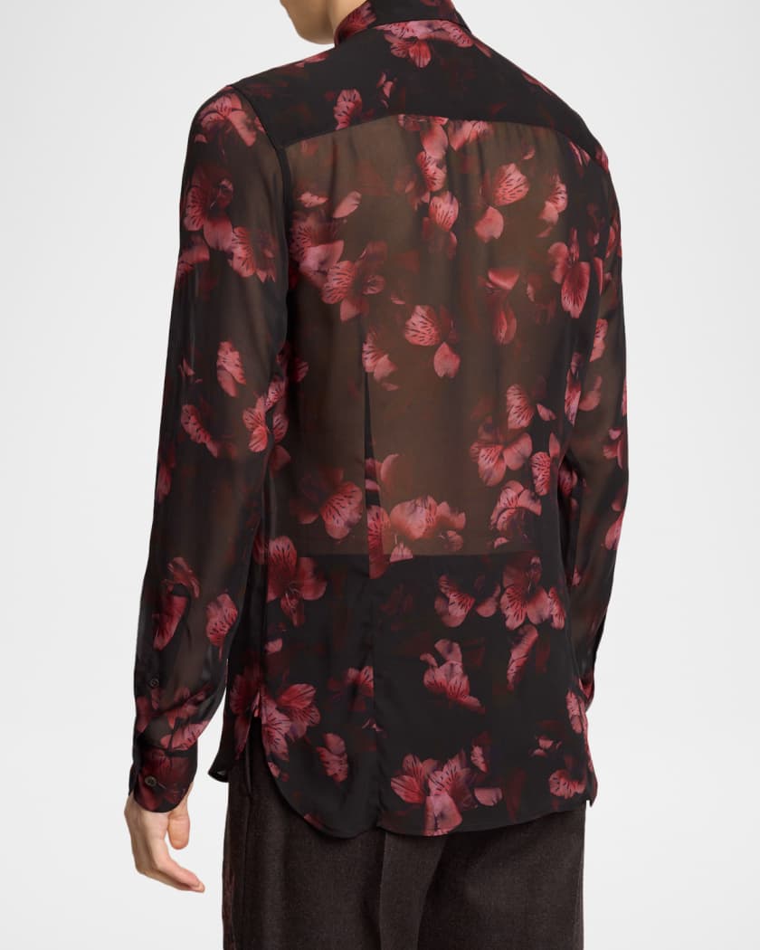 Dries Van Noten Men's Carvies Viscose Floral Dress Shirt