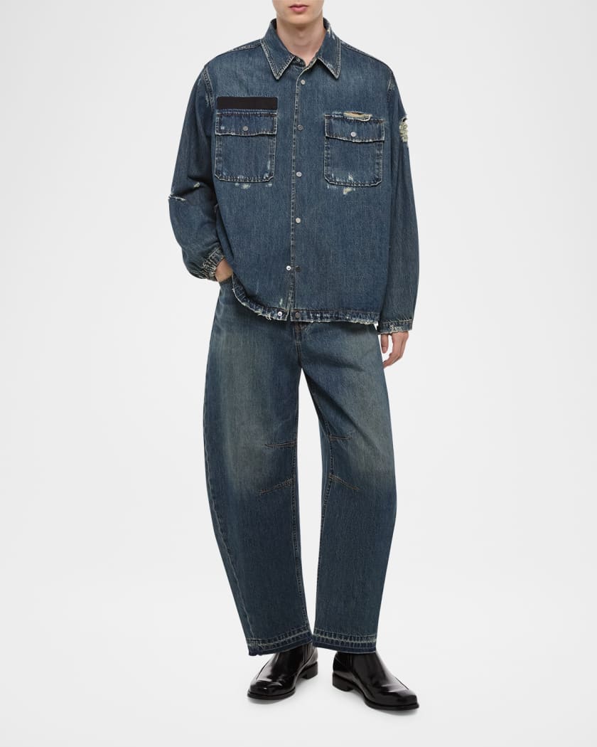 豊富な商品から Denim Distressed Men's Lang Helmut Uniform Marcus Neiman | Shirt ジャケット・アウター