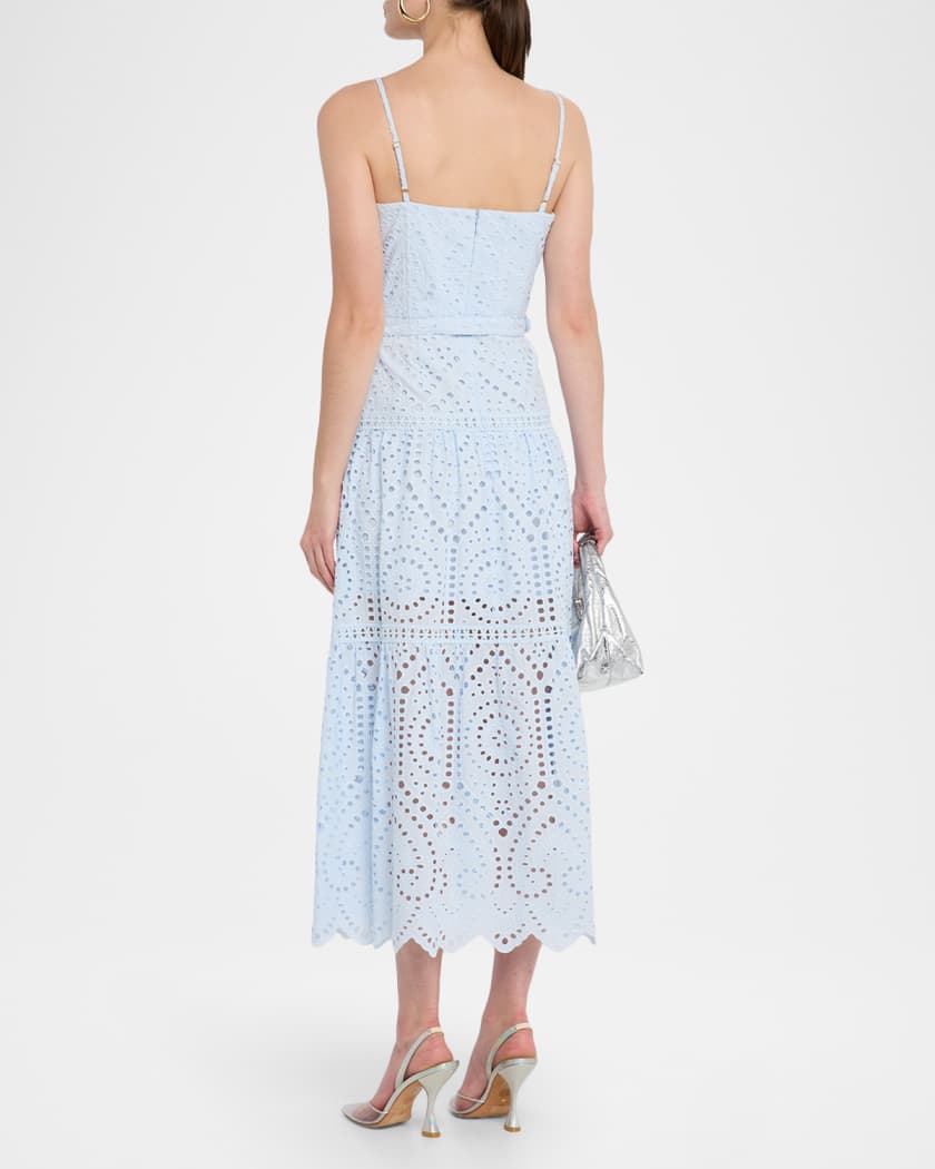 Zuria Belted Eyelet Maxi Dress