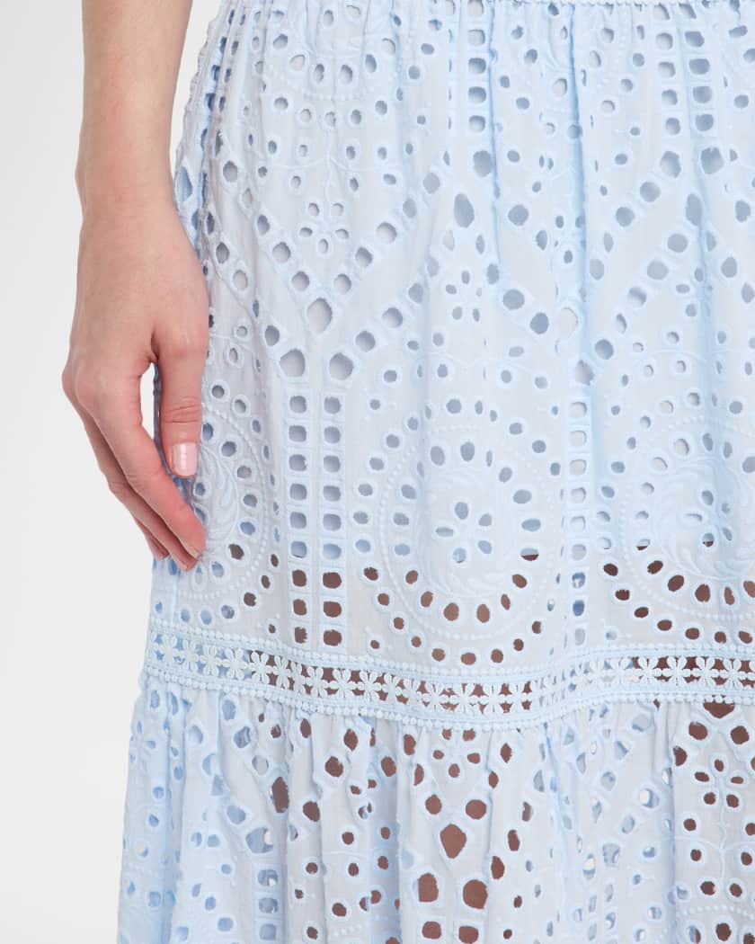 Zuria Belted Eyelet Maxi Dress
