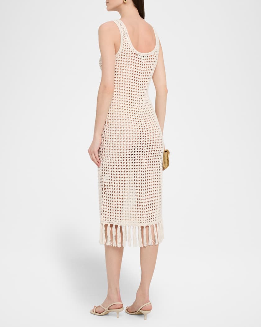 Gia Embellished Crochet Fringe Midi Dress