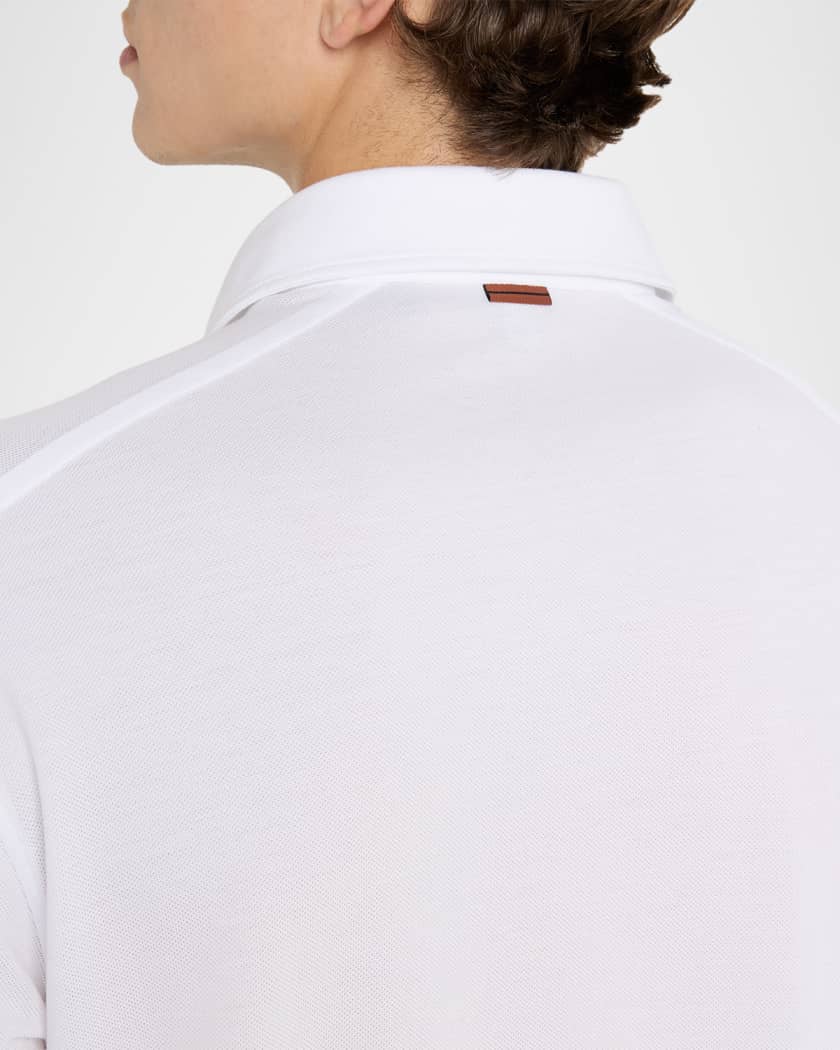 Tシャツ・カットソー ZEGNA FW25 COTTON POLO SHIRT WITH POCKET (UG392A2 G752B09) ZEGNA Men's Cotton Polo Shirt with Leather-Trim Pocket
