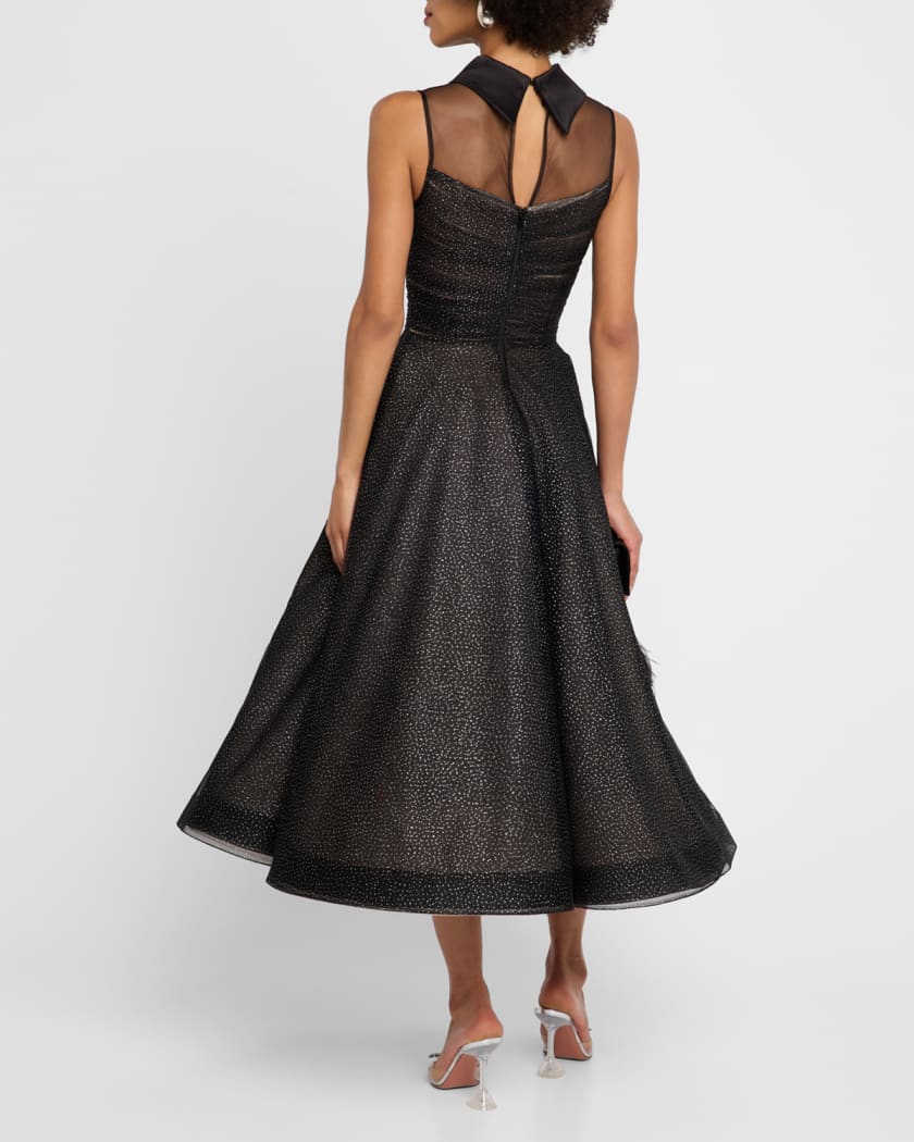 Charlotte Metallic Speckled Illusion Midi Dress