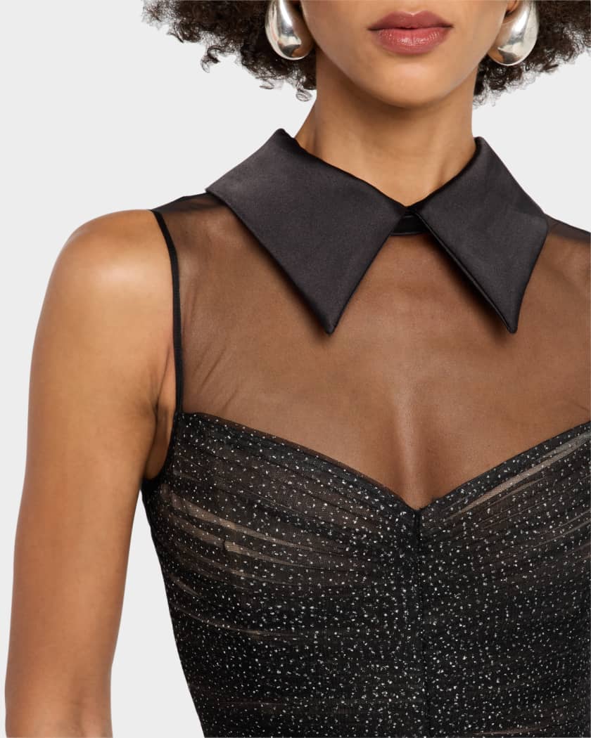 Charlotte Metallic Speckled Illusion Midi Dress