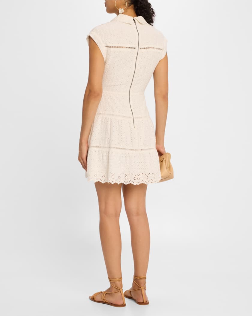Mila Eyelet Deep V Twist-Front Mini Dress