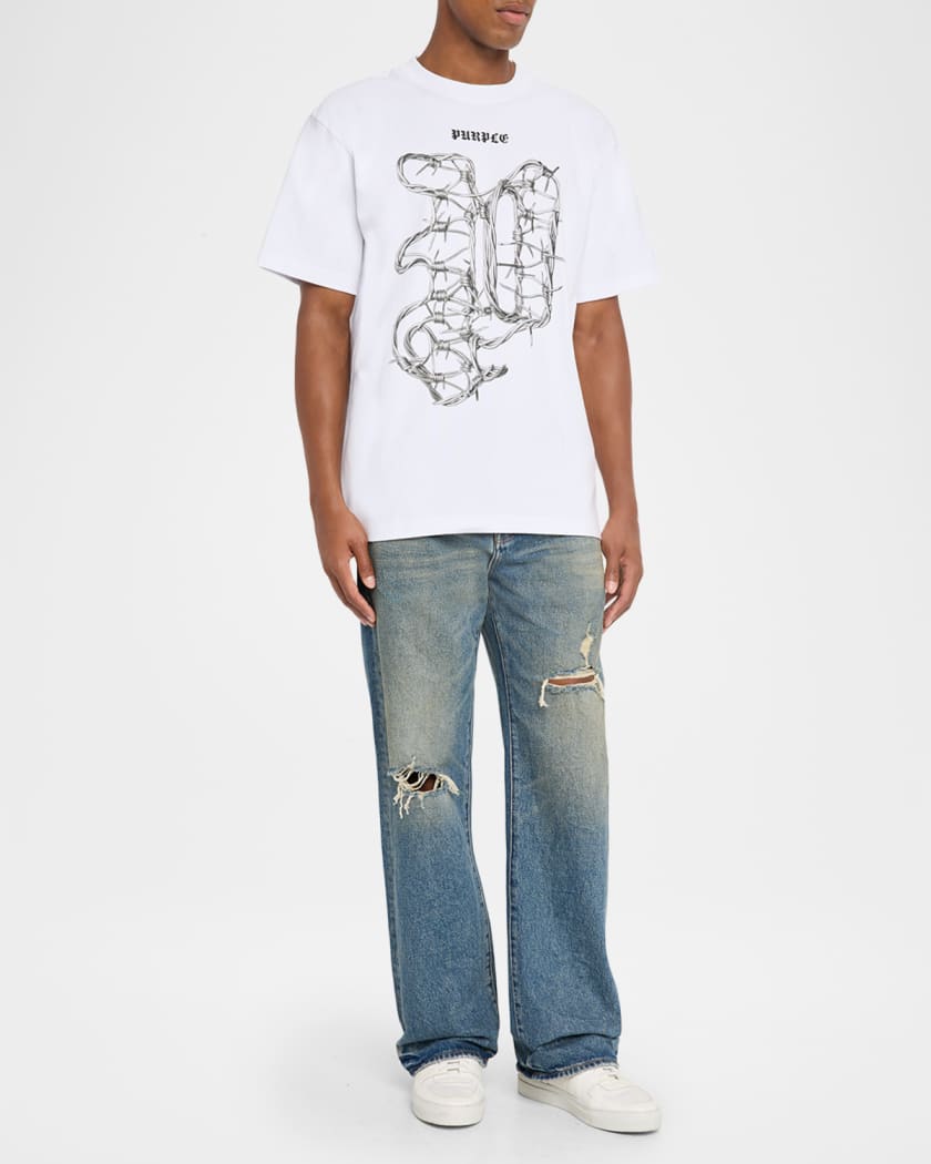 Men's Jersey Barbed Wire Graphic Logo T-Shirt