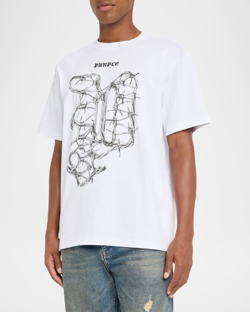 Men's Jersey Barbed Wire Graphic Logo T-Shirt