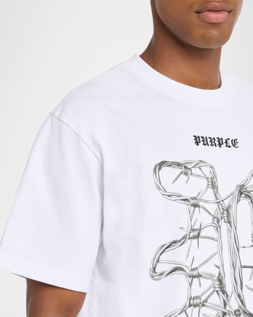 Men's Jersey Barbed Wire Graphic Logo T-Shirt