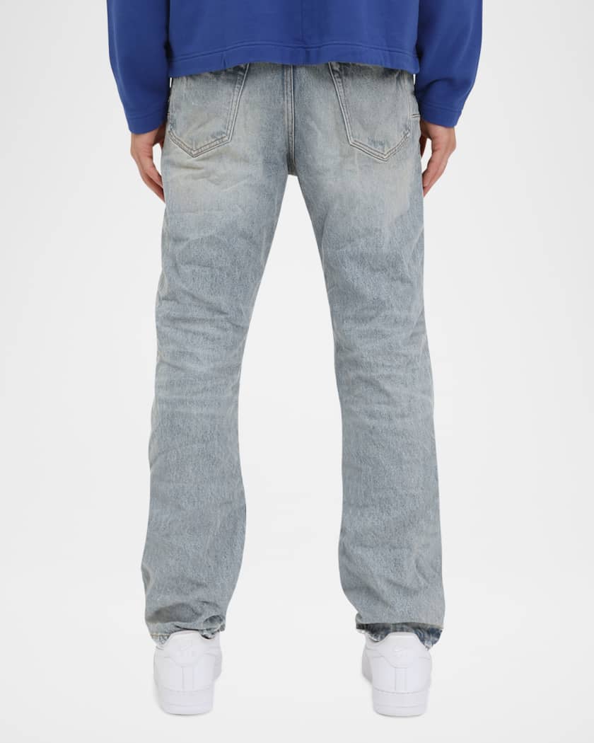 Men's P011 Distressed Knee Blowout Straight Jeans
