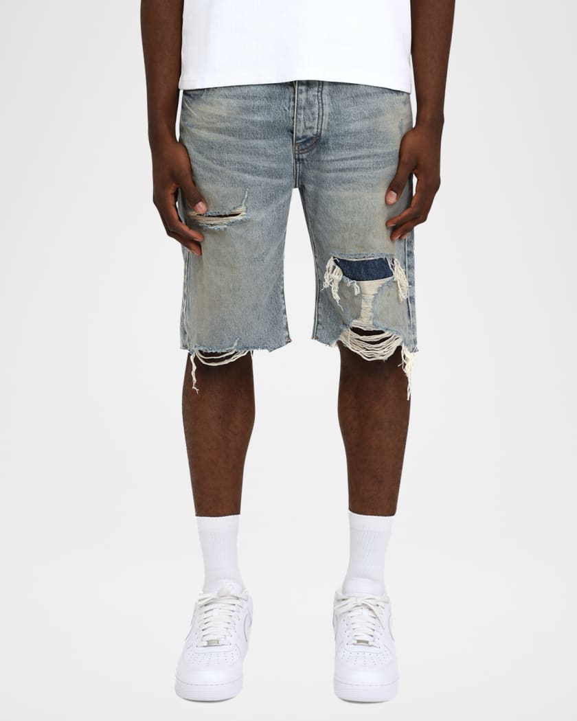 Men's Faros Distressed Cotton Denim Shorts