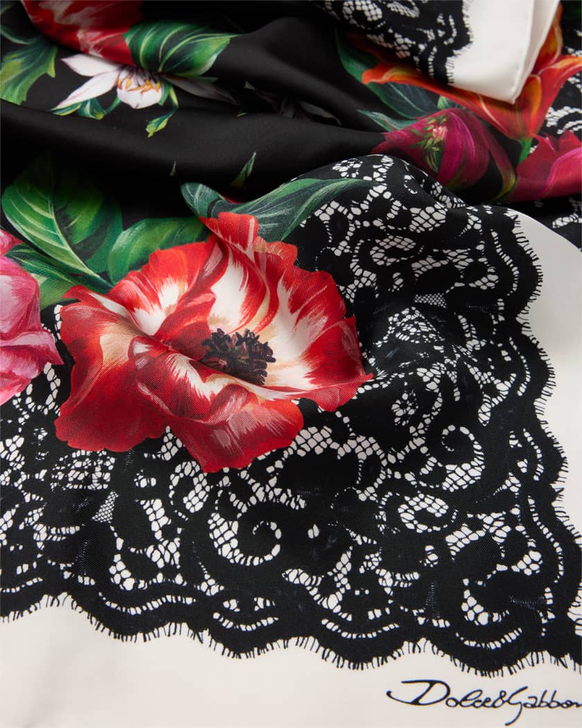 Dolce&Gabbana Floral Foulard Silk Scarf | Neiman Marcus