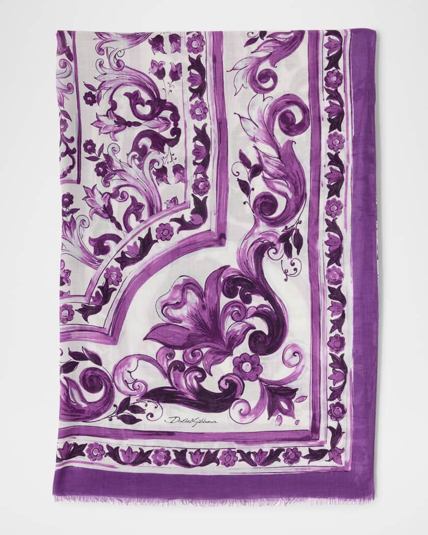 Dolce&Gabbana Majolica-Print Foulard Scarf | Neiman Marcus