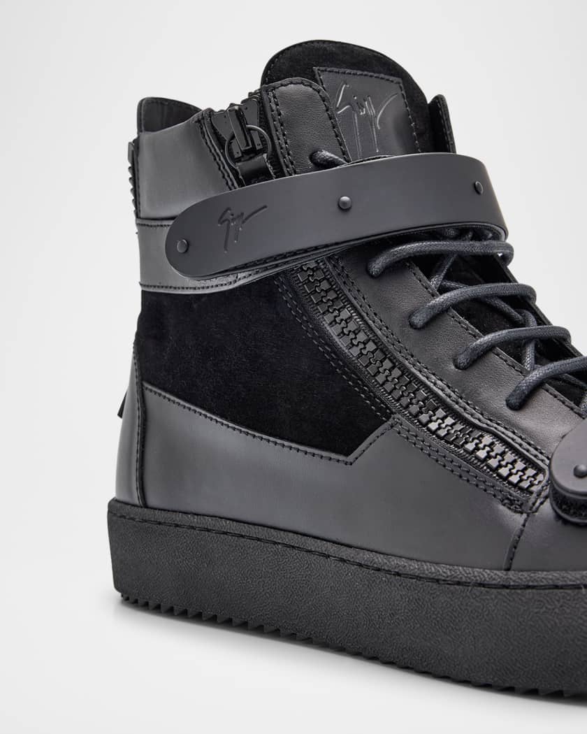 Giuseppe Zanotti Men's Ru50040 Leather and Suede Zip High-Top