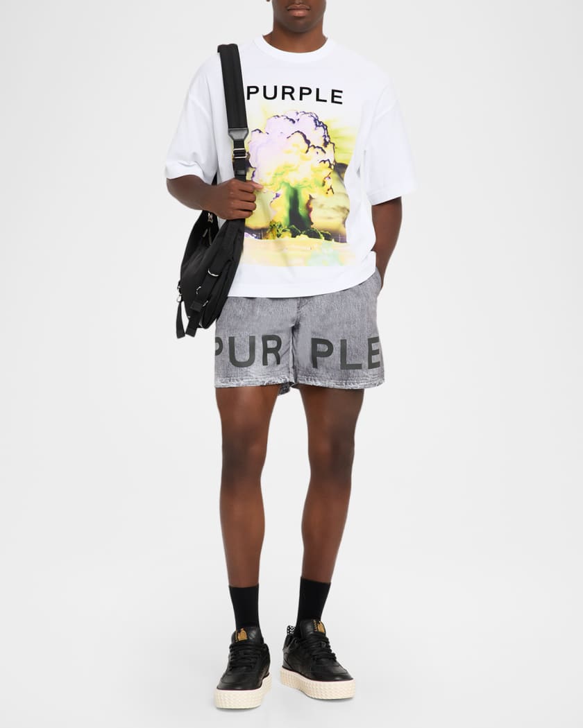 Men's Faux Denim All Around Logo Shorts