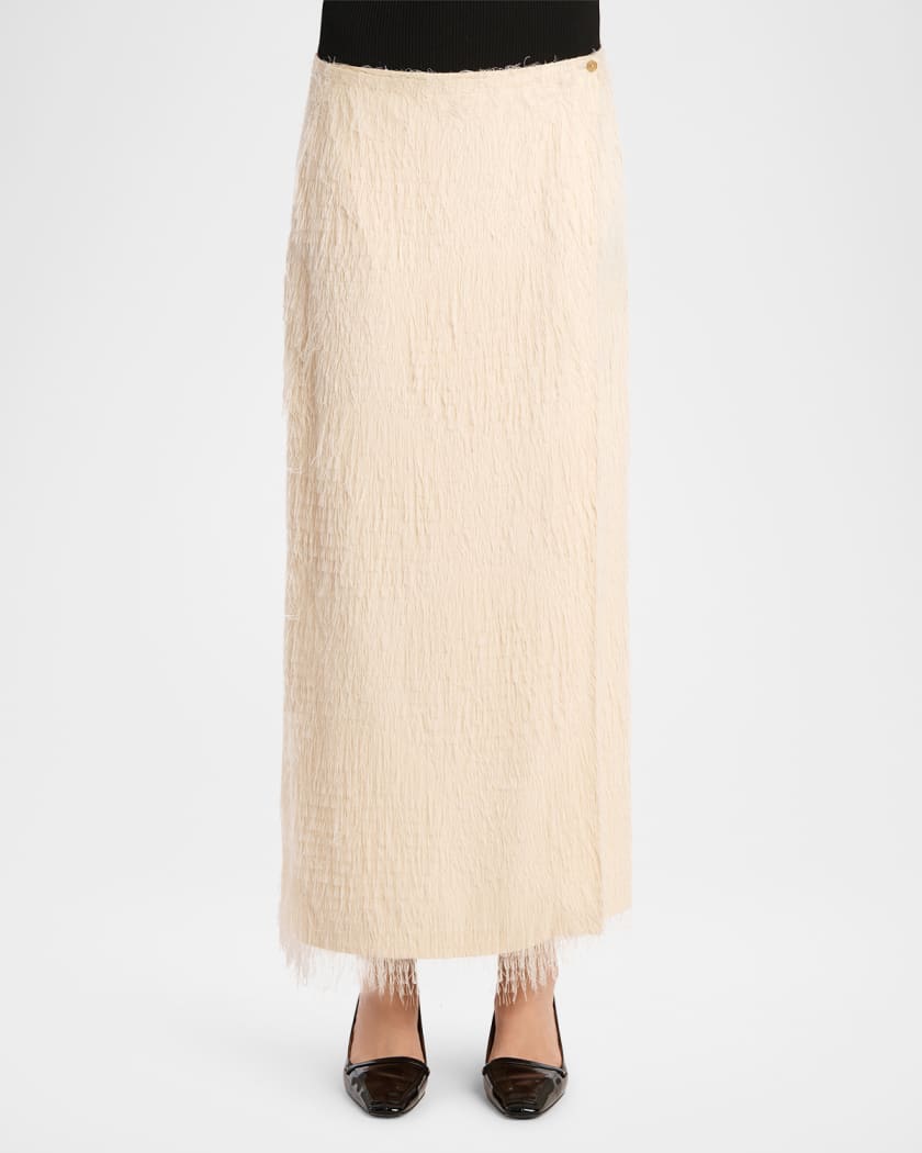 Quinn Fringe Knit Ankle Wrap Skirt