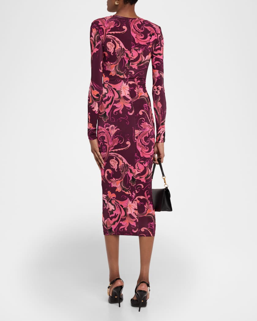 Versace Jeans Couture Porcelain Barocco Bodycon Midi Dress