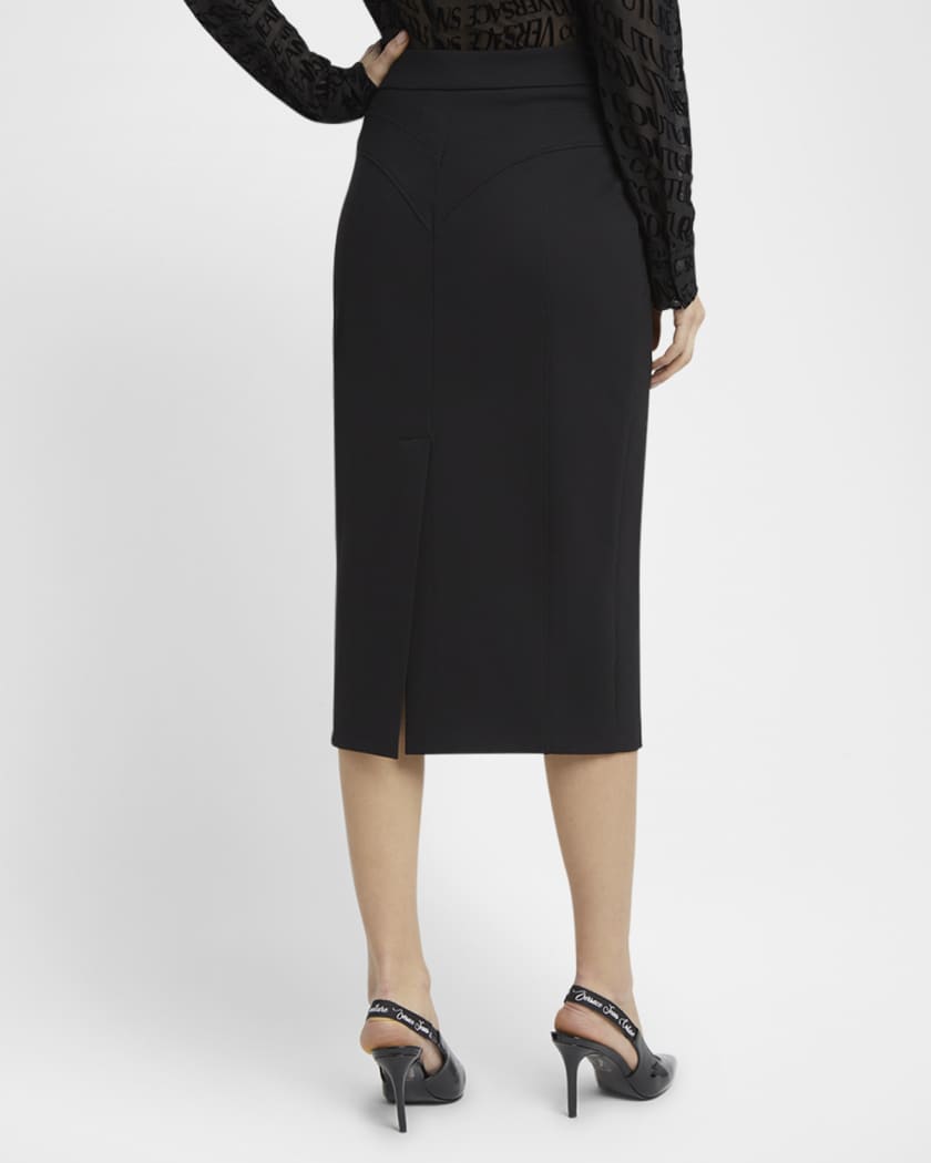 Versace Jeans Couture Logo Hardware Midi Skirt | Neiman Marcus