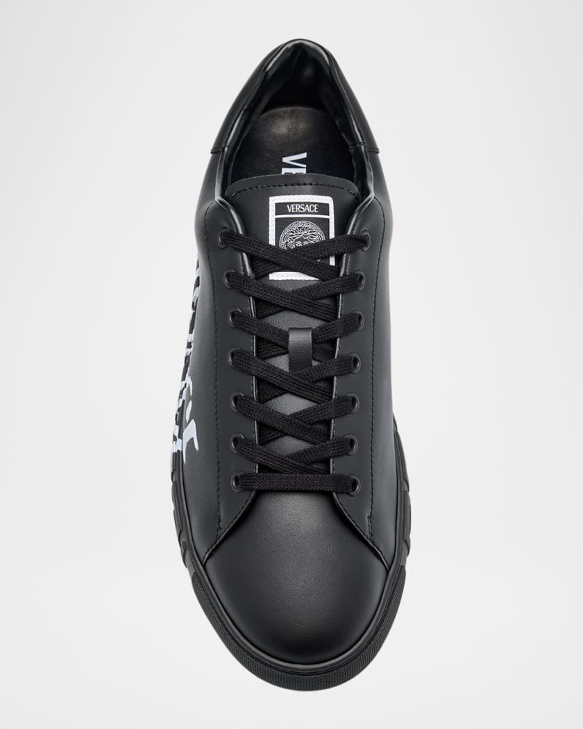 Men's Distressed Logo Greca Sneakers