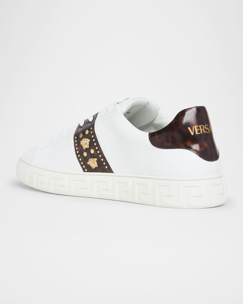 【送料&関税込】Versace Greca Low-top Sneakers Versace Men's La Greca Leather Low-Top Sneakers | Neiman Marcus