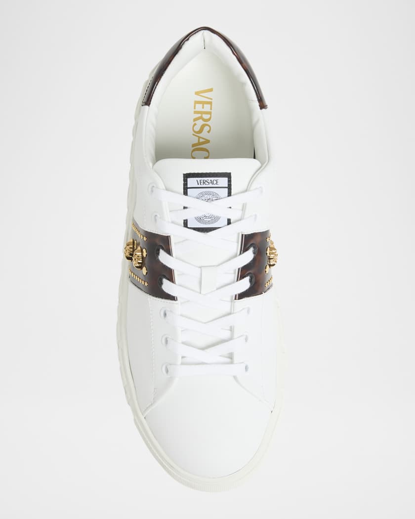 Men's Studded Greca Low-Top Sneakers