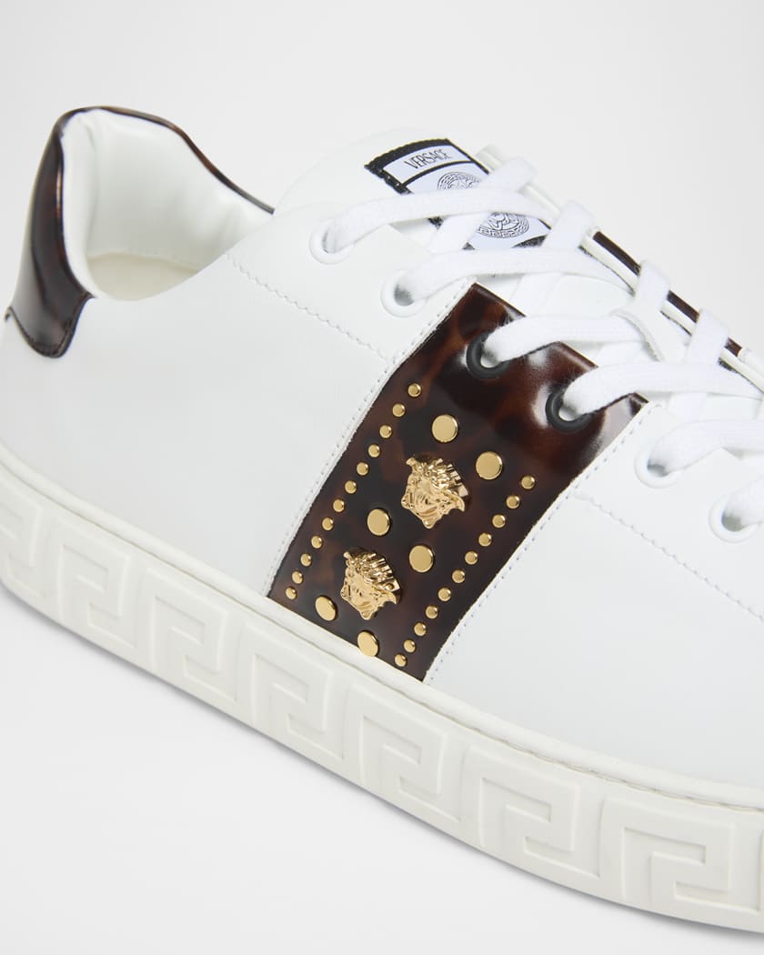 Versace Men's Studded Greca Low-Top Sneakers | Neiman Marcus
