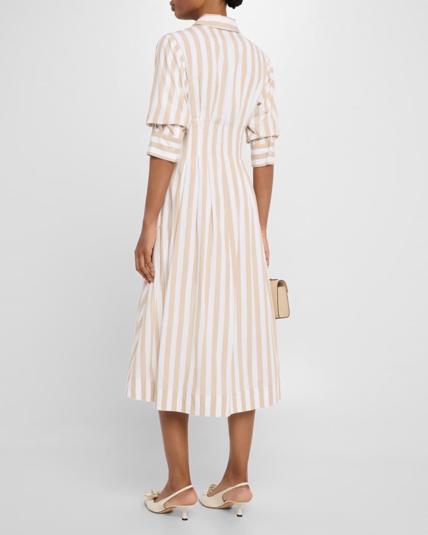 Jazz Stripe Pintuck Midi Shirtdress