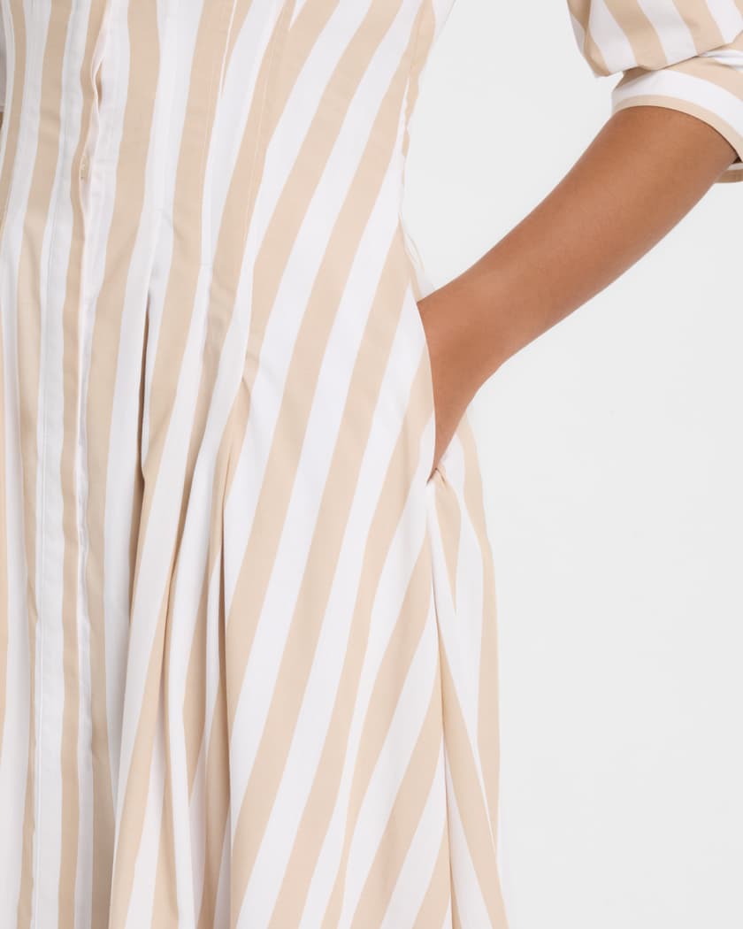 Jazz Stripe Pintuck Midi Shirtdress