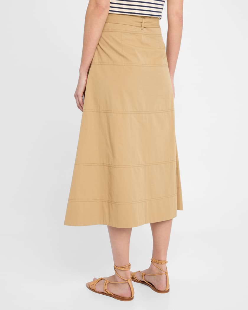 Hudson Belted A-Line Midi Skirt