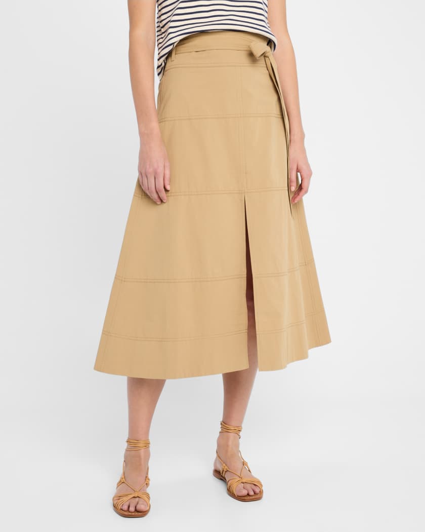 Hudson Belted A-Line Midi Skirt
