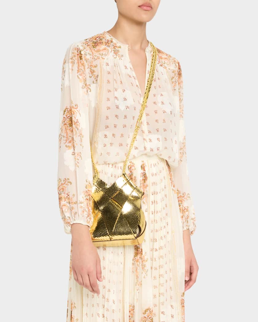 Charlotte Metallic Snake-Print Crossbody Bag