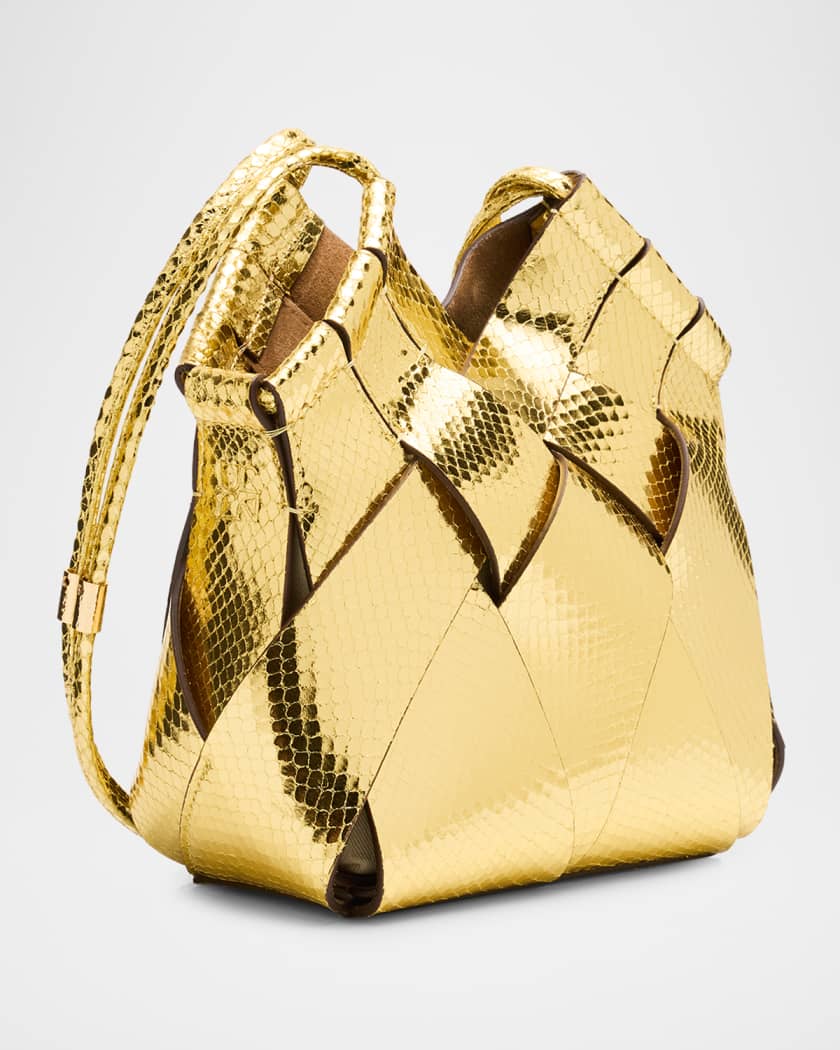 Charlotte Metallic Snake-Print Crossbody Bag
