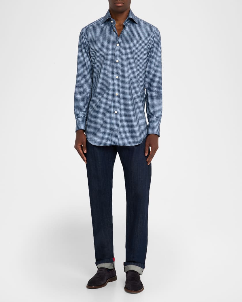 Kiton Men's Cotton Houndstooth Classic-Fit Sport Shirt