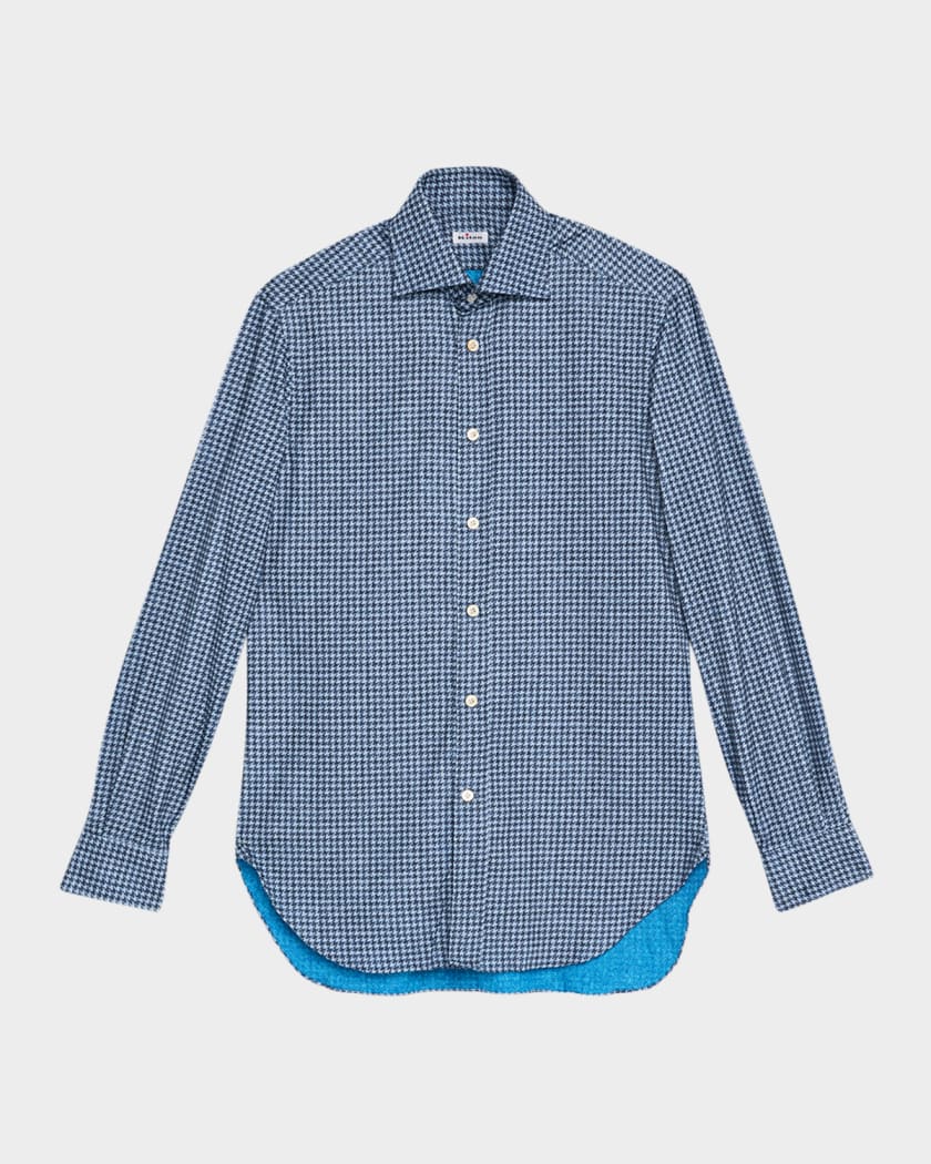 Kiton Men's Cotton Houndstooth Classic-Fit Sport Shirt