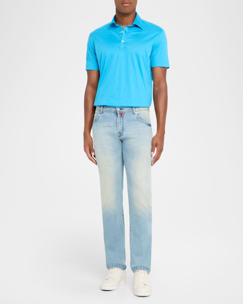 Tシャツ・カットソー KITON Men Polo Shirts UMC012K06R4911007 Blue Kiton Men's Cotton Classic-Fit Polo Shirt | Neiman Marcus