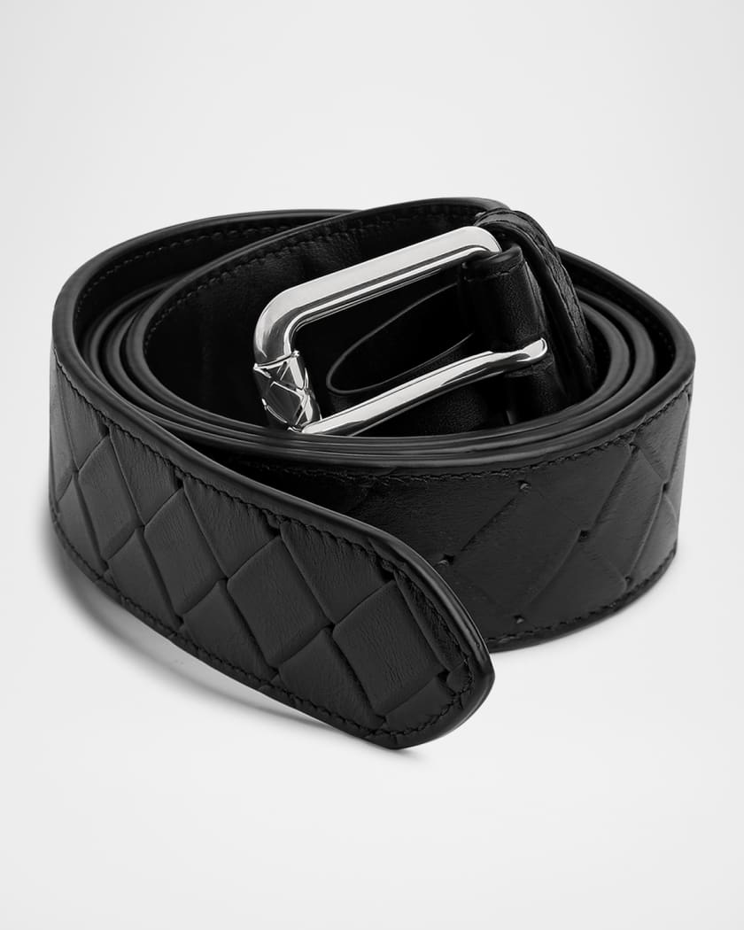 Men's Intrecciato Stamp Leather Belt