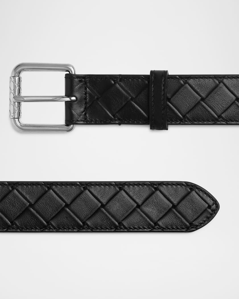 Men's Intrecciato Stamp Leather Belt