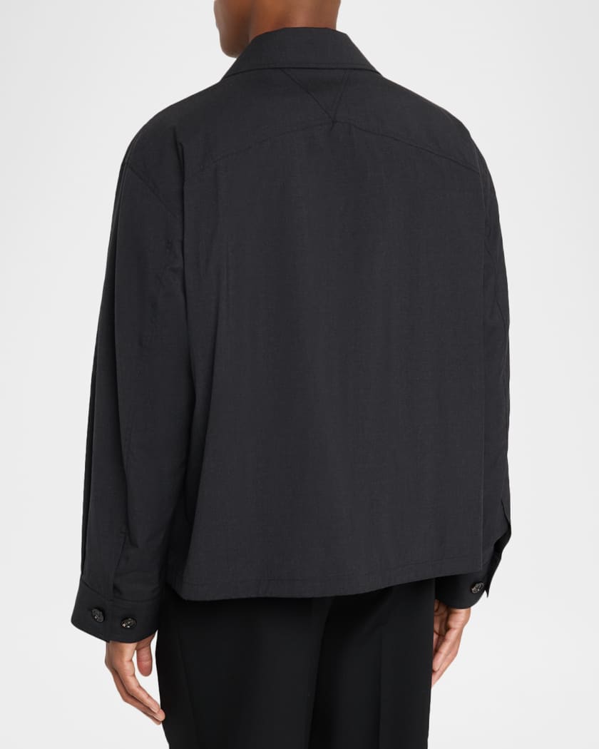 Bottega Veneta Men's Wool Triangle-Pocket Full-Zip Blouson