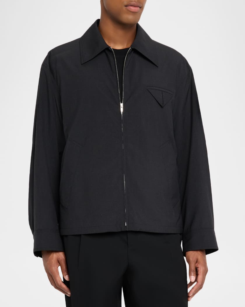 Bottega Veneta Men's Wool Triangle-Pocket Full-Zip Blouson