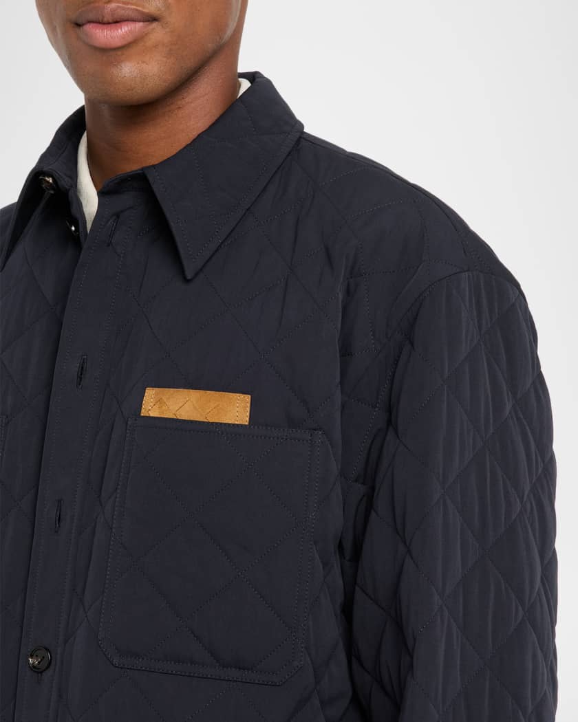 Bottega Veneta Men's Quilted Overshirt with Suede