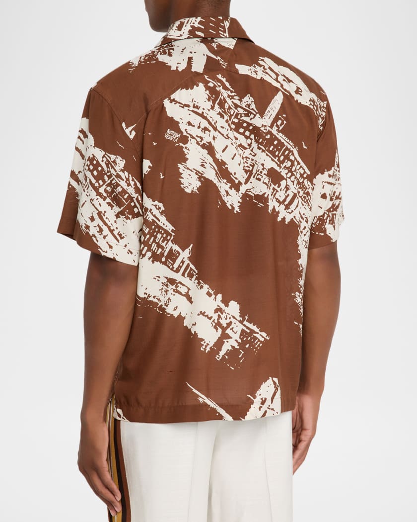 Tシャツ・カットソー BOTTEGA VENETA SS25 Printed silk shirt (815228V50F0 9745) SS24R_BOTTEGA-VENETA_KNOT-