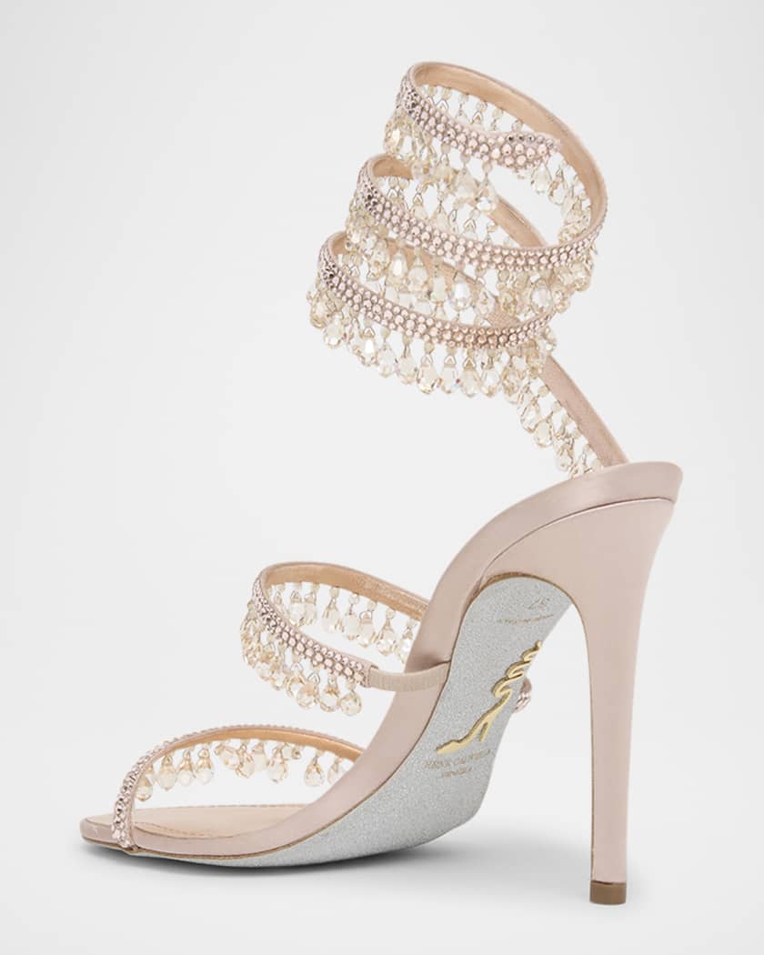 Chandelier Satin Snake Ankle Wrap Sandals