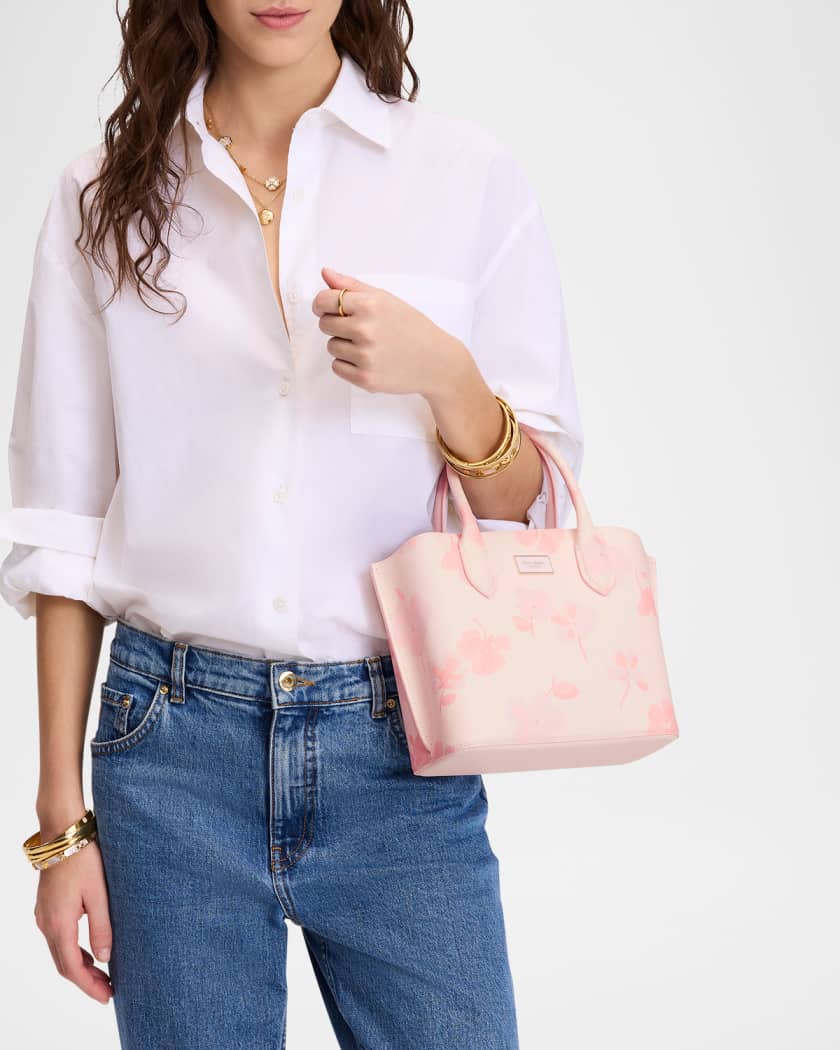 suite spring pansies leather crossbody tote bag