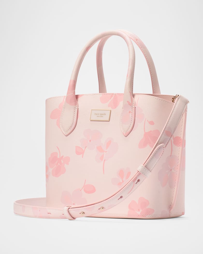 suite spring pansies leather crossbody tote bag