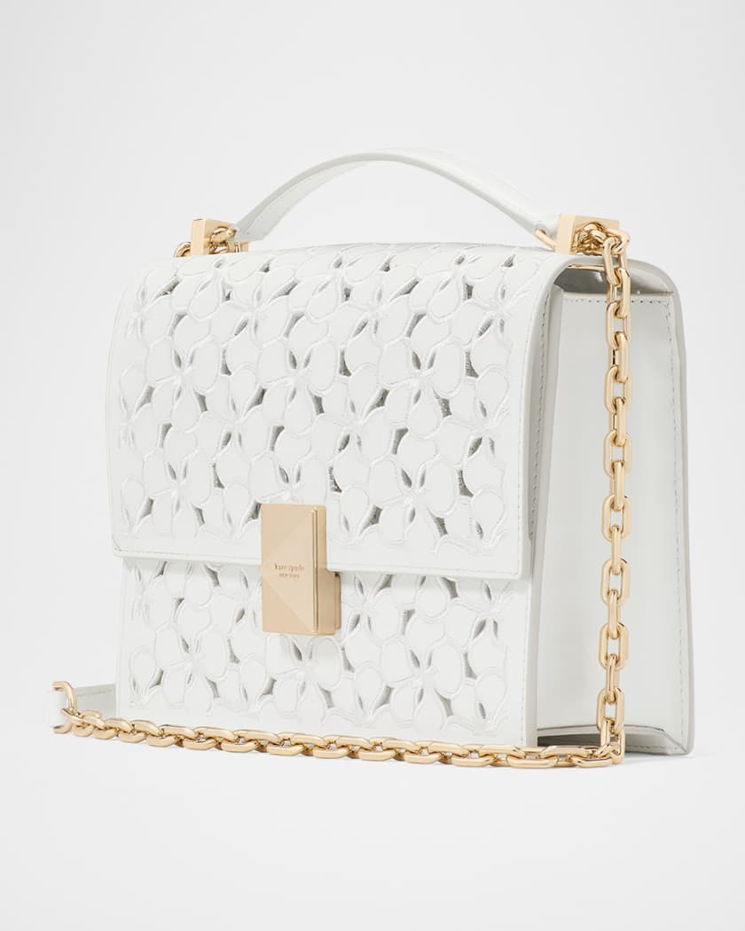 deco flower eyelet leather shoulder bag