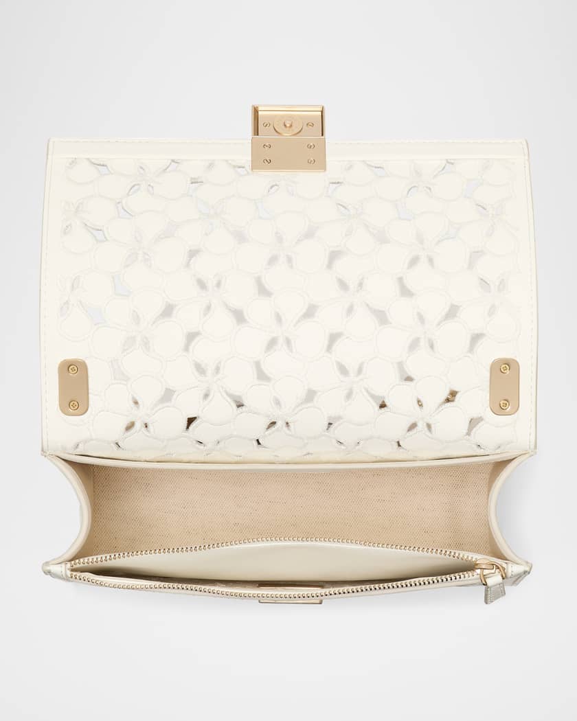 deco flower eyelet leather shoulder bag