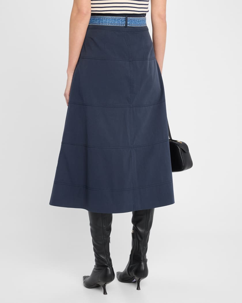 Hudson Belted A-Line Midi Skirt